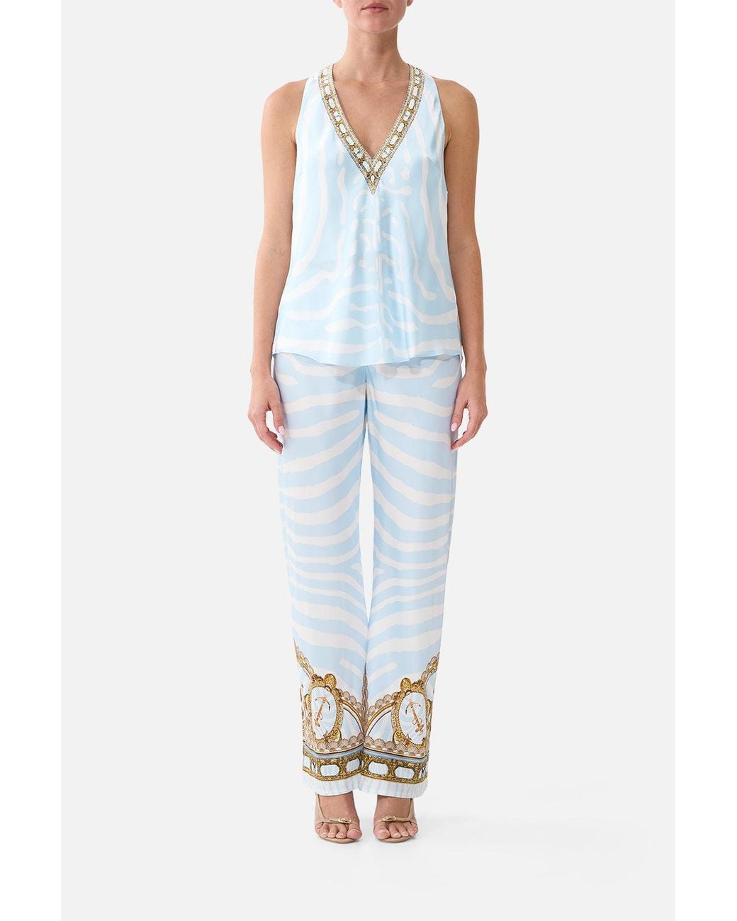 Camilla White Bias Cut Drawstring Pant Spirit Of Stripes