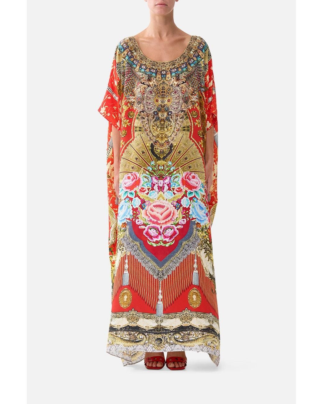 Camilla Red Round Neck Kaftan Cameos Dance