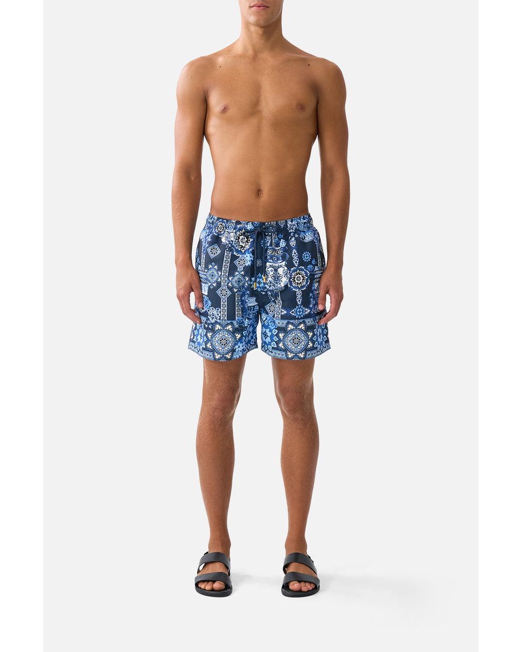 Camilla Blue Elastic Waist Mid Length Boardshorts for men