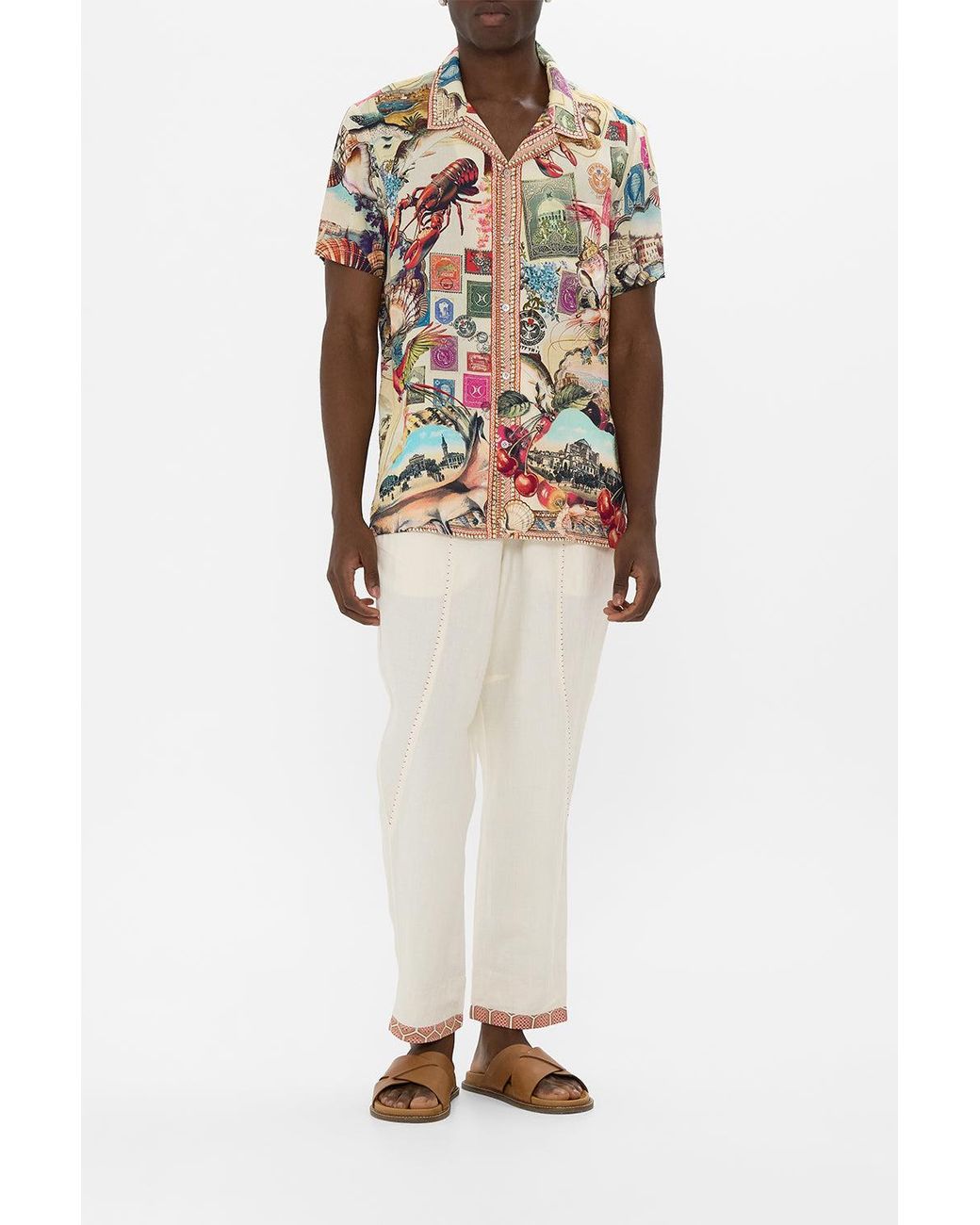 Camilla White Relaxed Panelled Pant With Silk Belt Notes From The Road for men