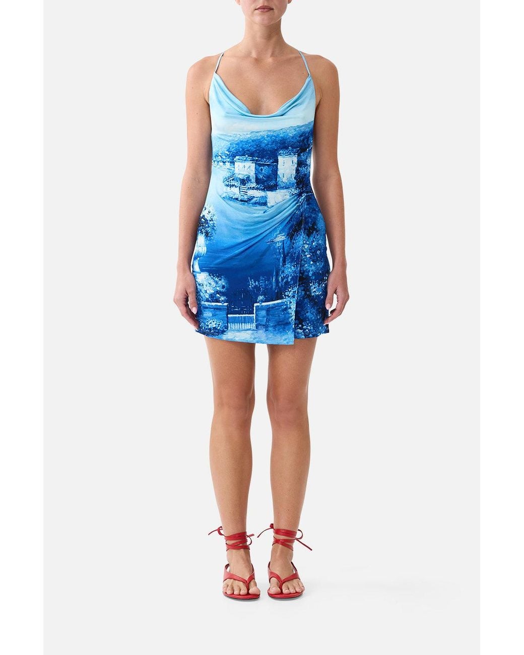 Camilla Blue Drape Jersey Mini Dress Sweet Sacré Bleu