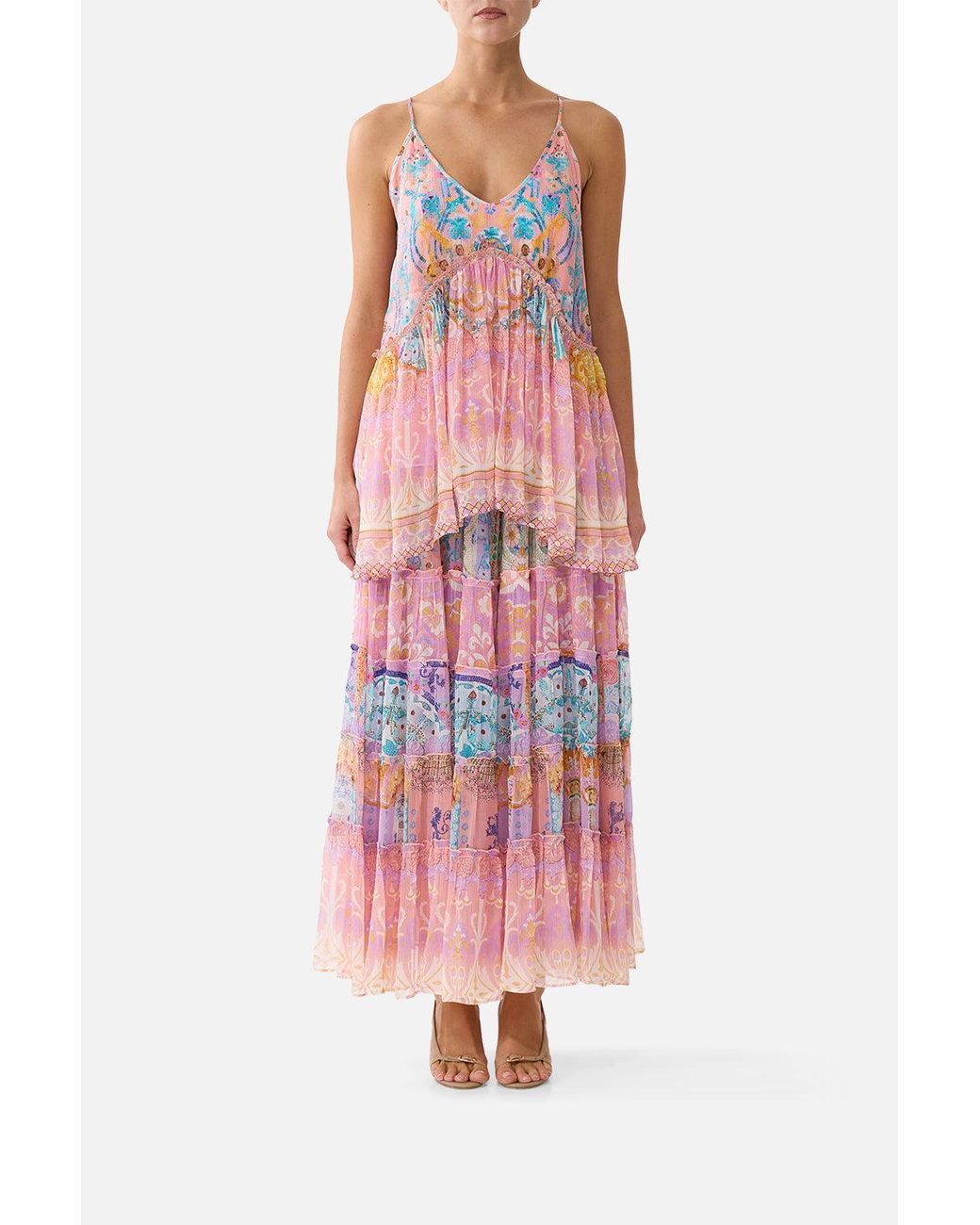 Camilla Shirred Waist Tiered Circle Skirt Howdy Gaudi