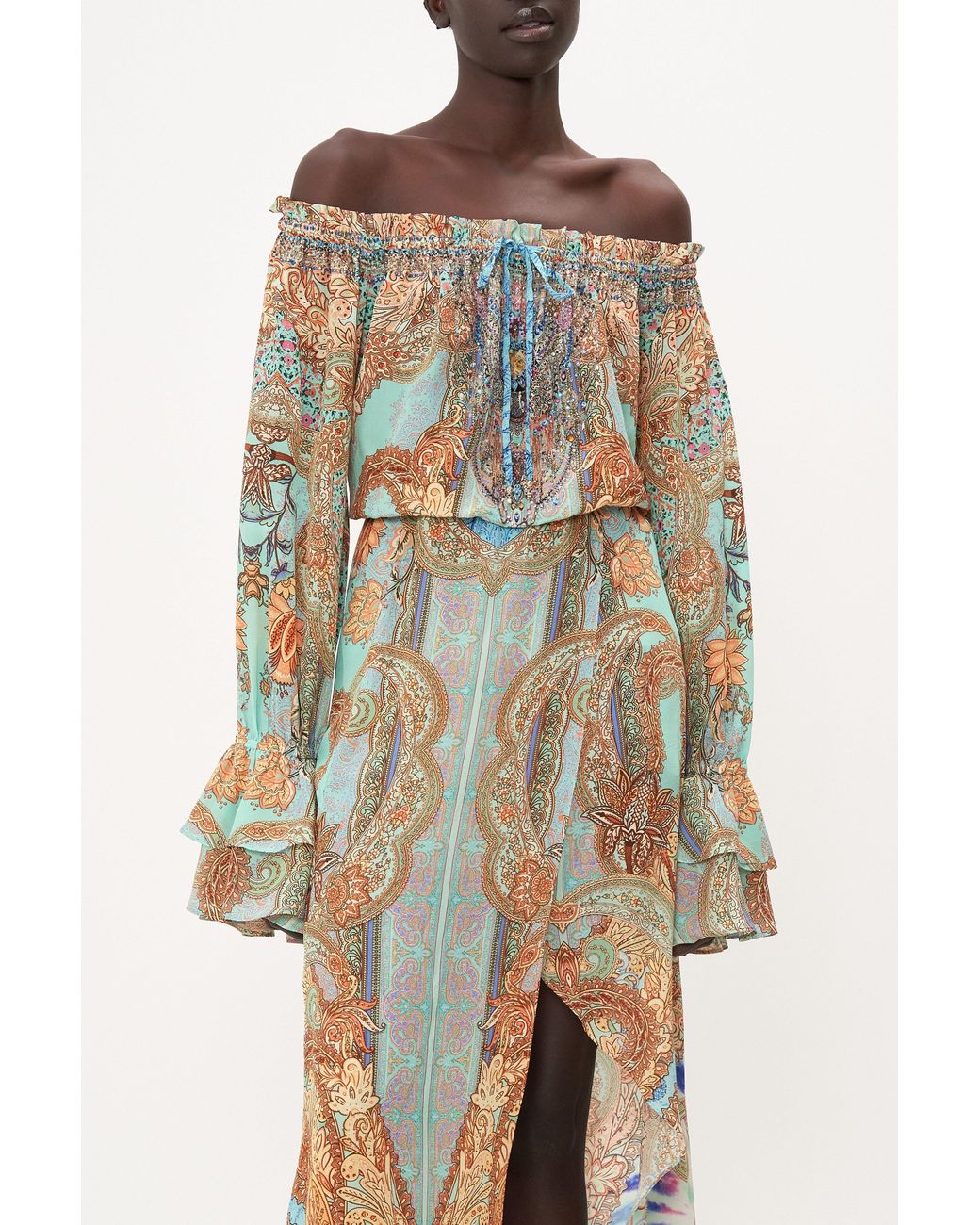 Camilla Drop Shoulder Split Dress Make Love Not War | Lyst