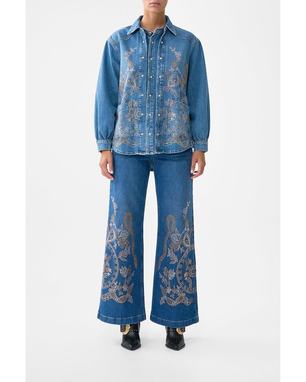Camilla Blue Lalita Ace Of Lace Long Line Shirt