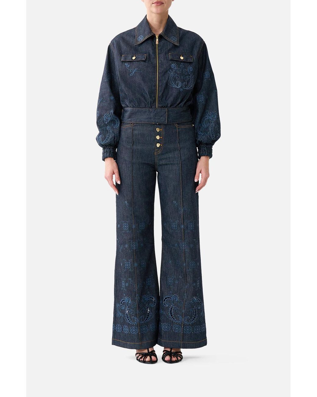 Camilla Blue Bomber Jacket With Pocket Details