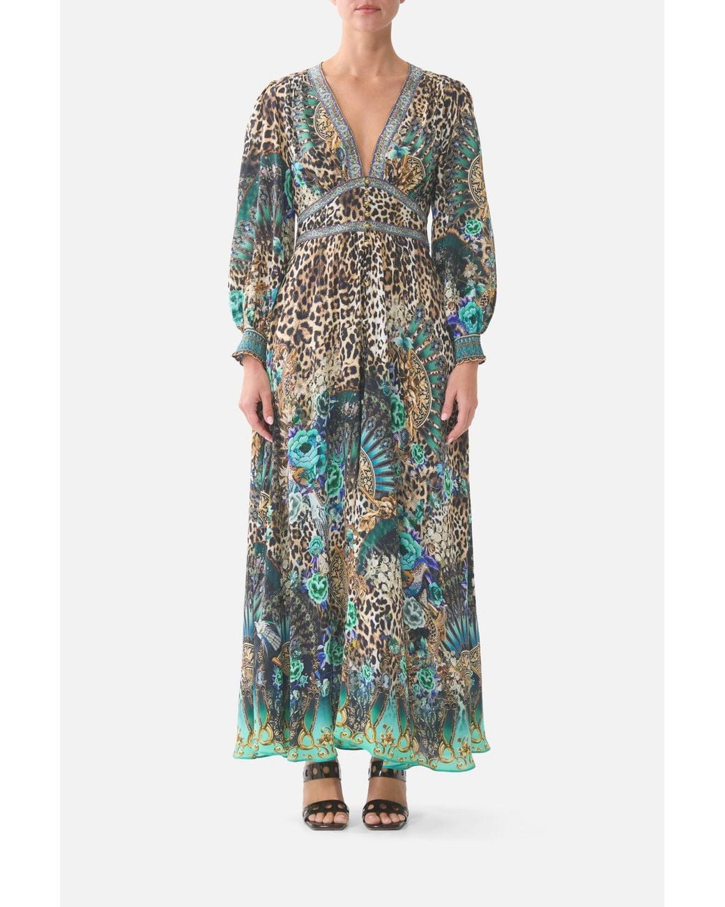 Camilla Green Button Dress With Shaped Waistband Flamenco Euphoria