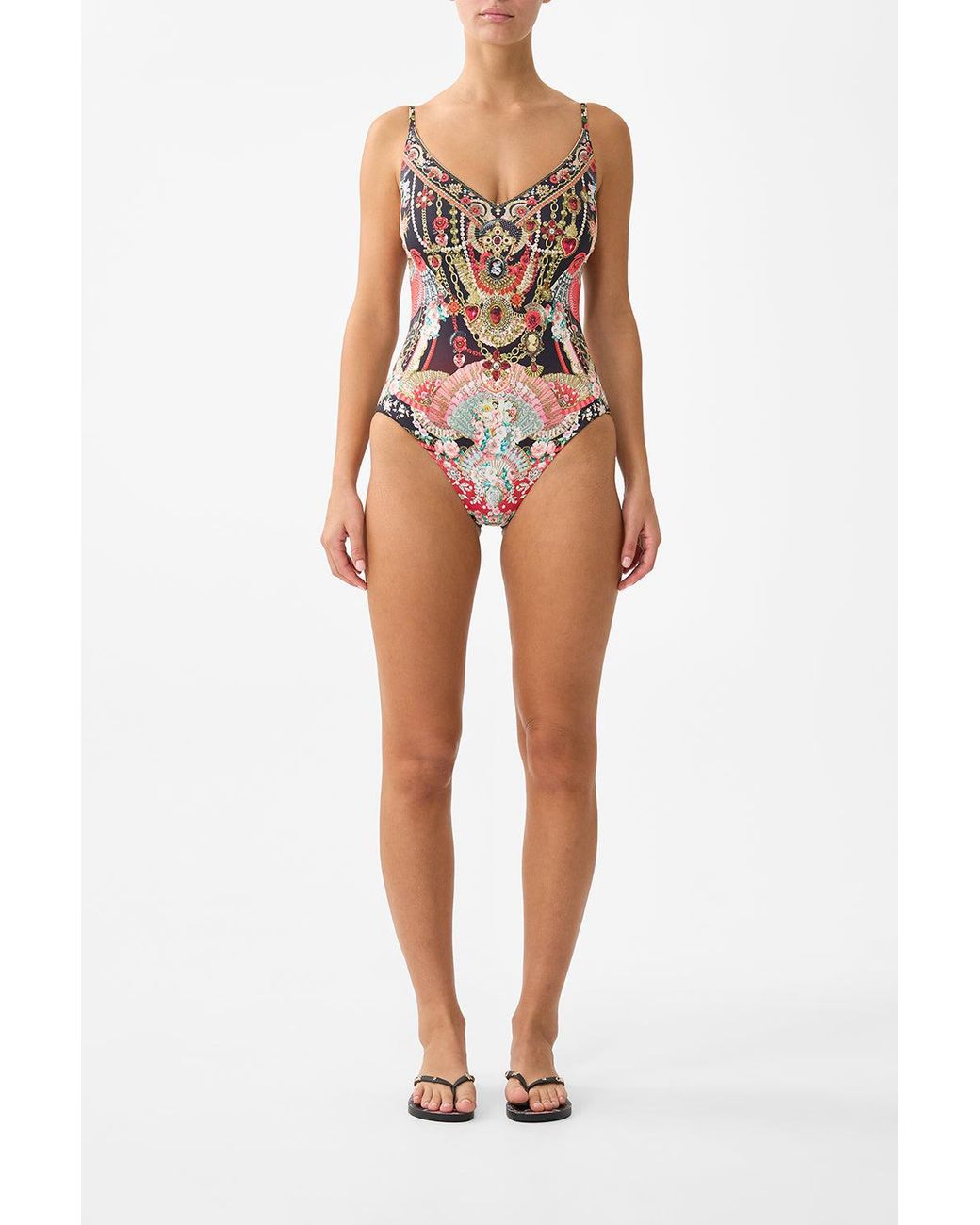Camilla Black V Neck Underwire One Piece With Back Closure Daughters Of Duende