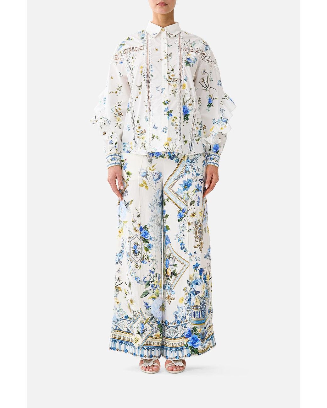 Camilla White Scarf Belt Wide Leg Pant Dandelion Skies