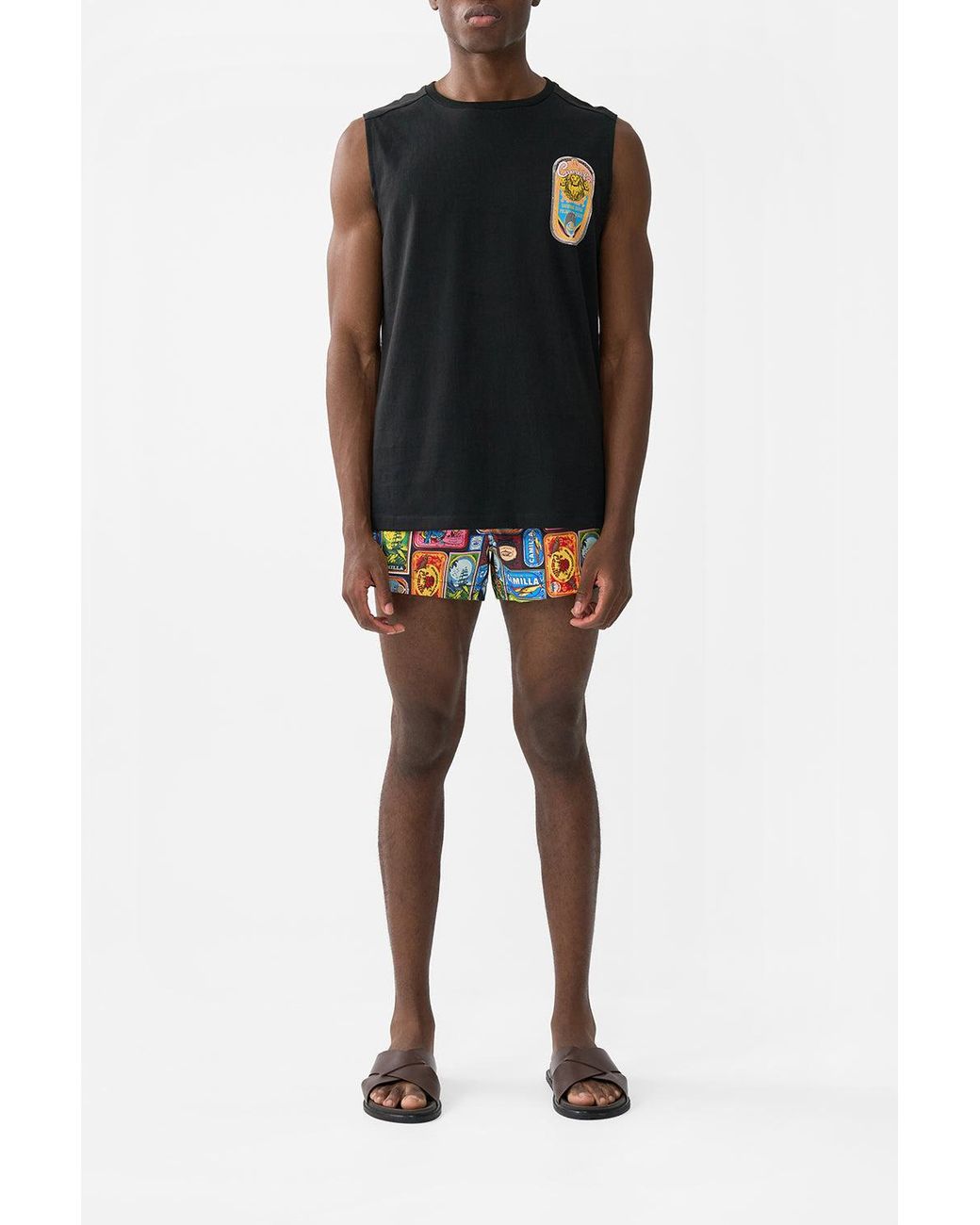 Camilla Black Contrast Panel Sleeveless Tee Sal Do Mar for men