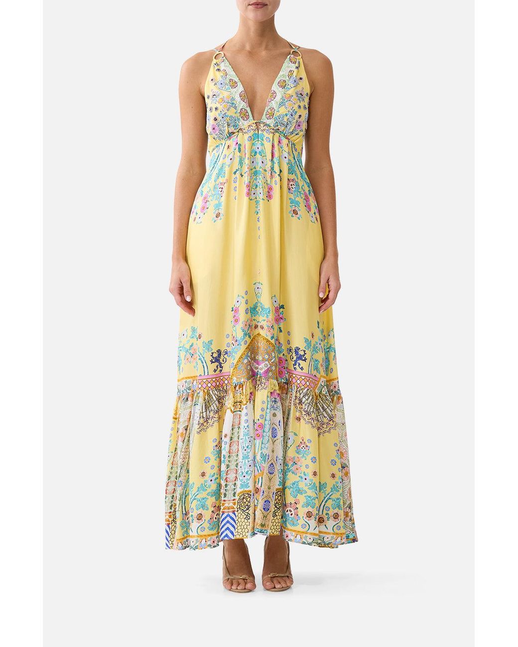 Camilla Yellow Tiered Dress With Hardware Barcelona Beb√Â