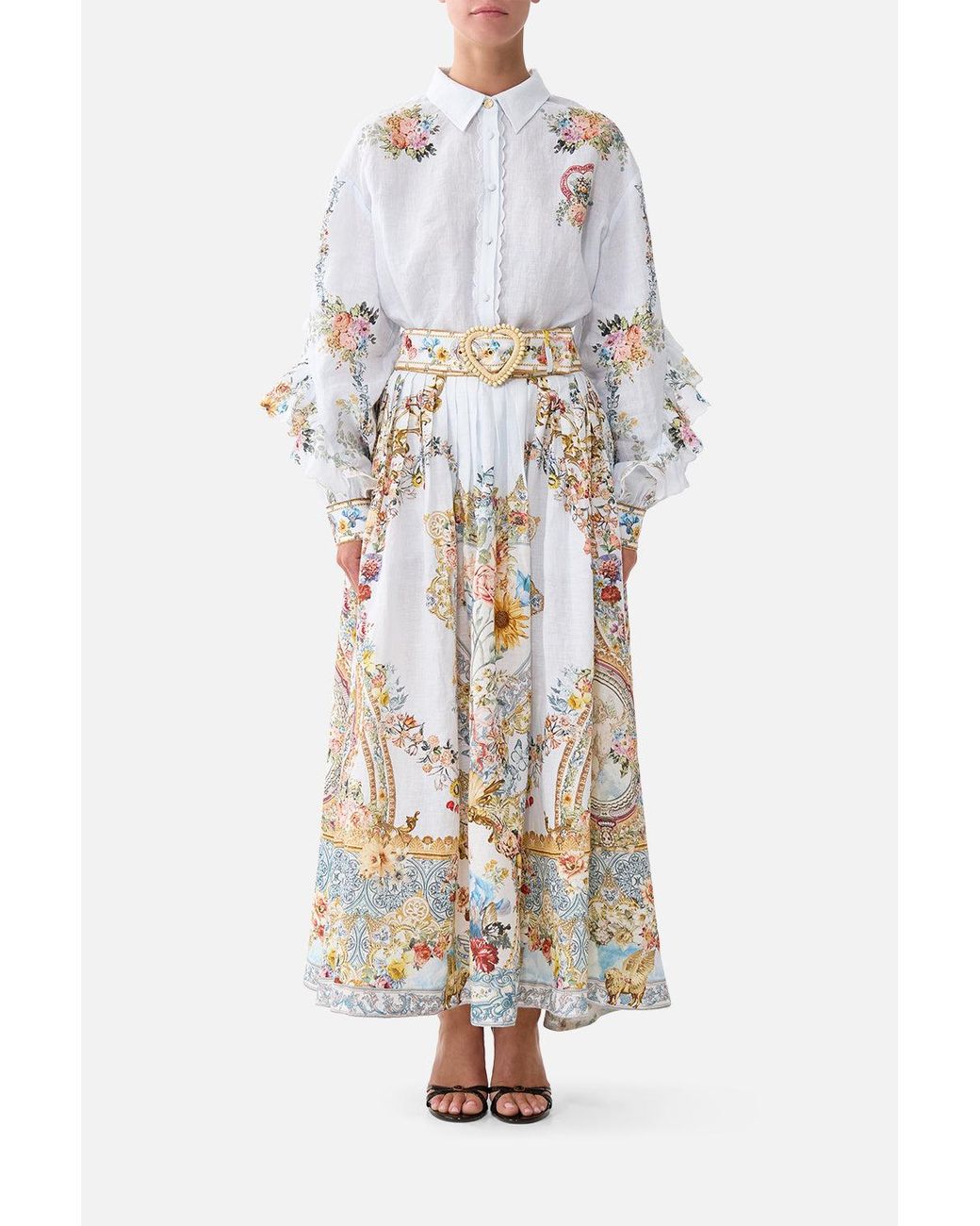 Camilla White Button Shirt With Frill Detail Seville Sweetheart