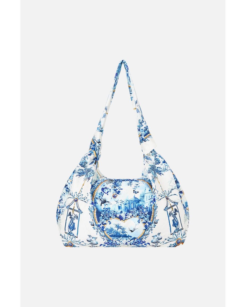 Camilla Blue Slouch Shoulder Bag With Knot Details The Porcelain Parlour