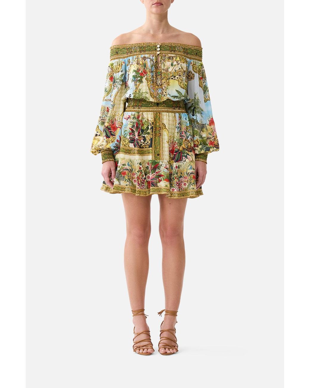 Camilla Yellow Off Shoulder Short Dress Wanderlust Empire