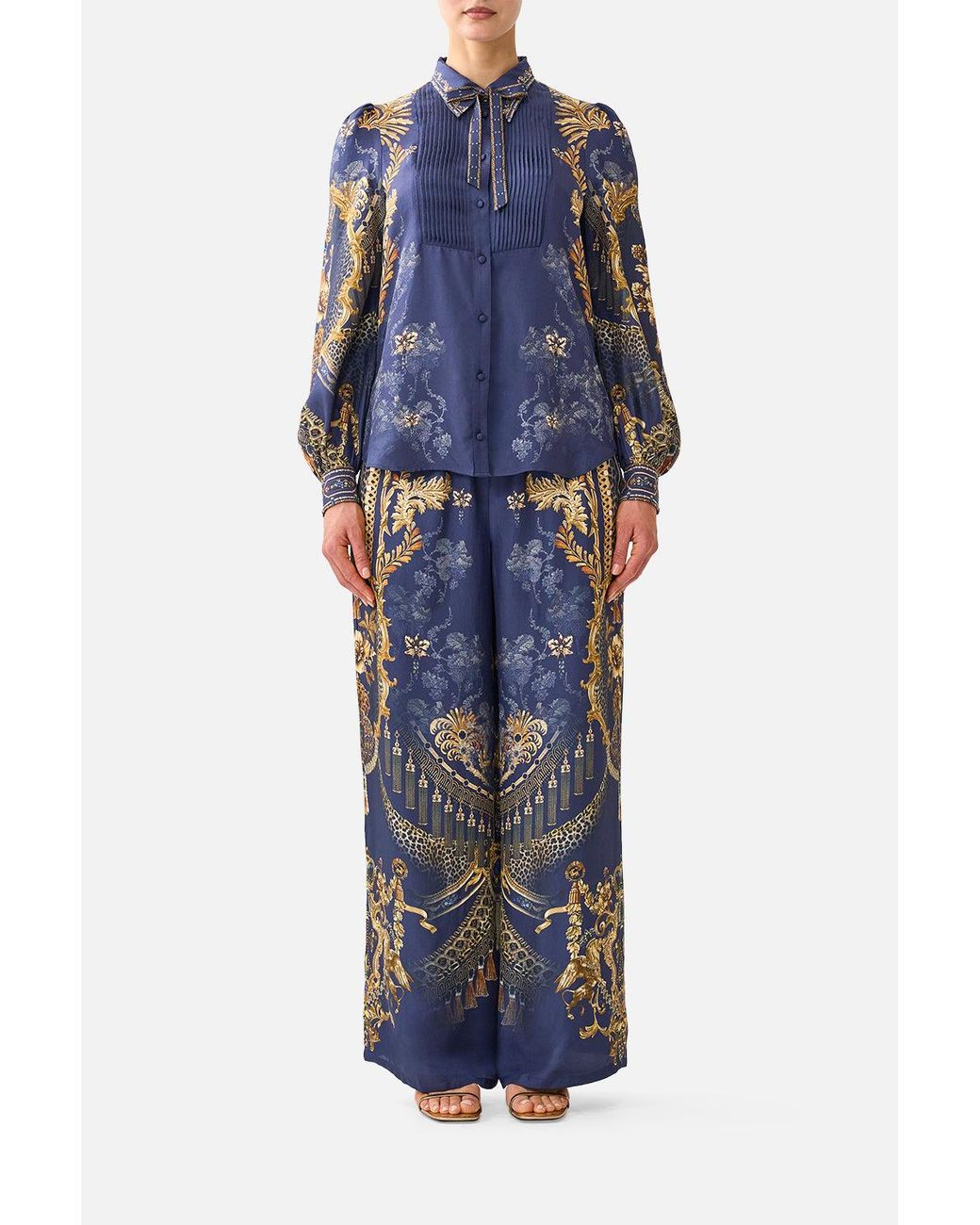 Camilla Blue Collared Shirt With Pintucks Cloaked