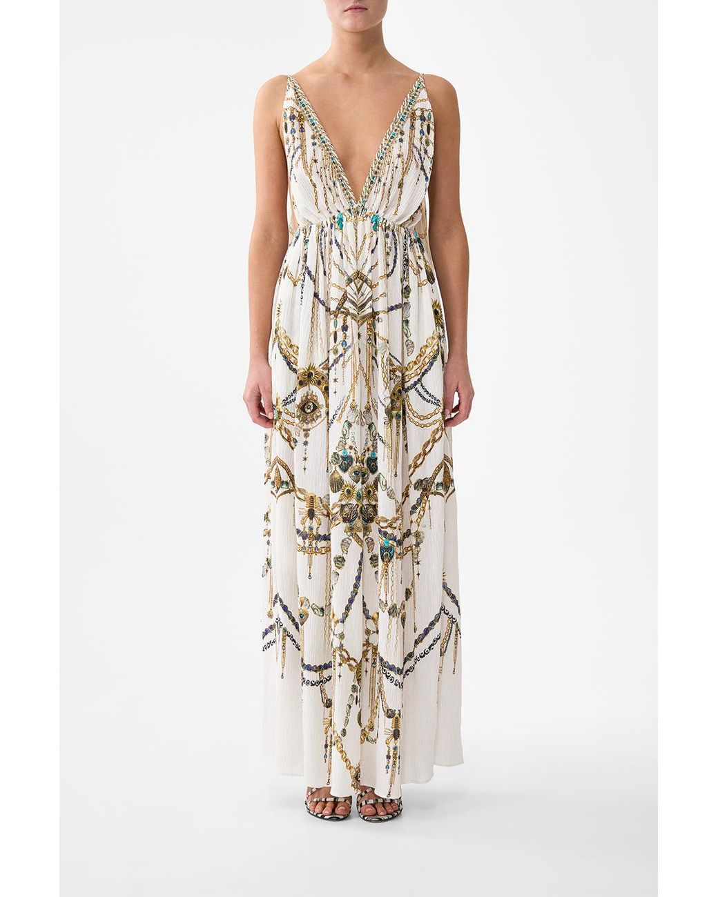 Camilla White Open Back Long Cape Dress Chain Gang