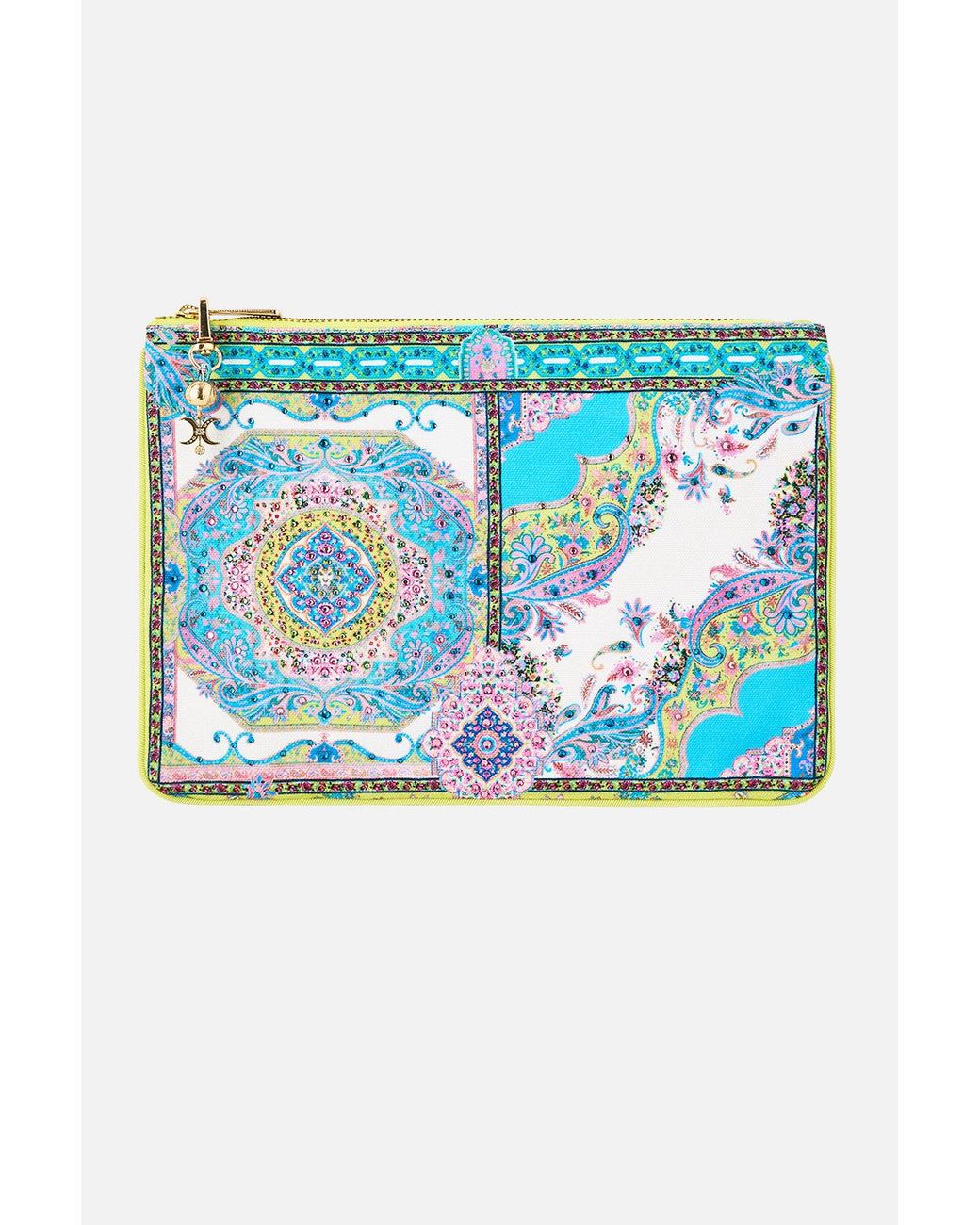 Camilla Blue Small Canvas Clutch Magic Carpet Ride