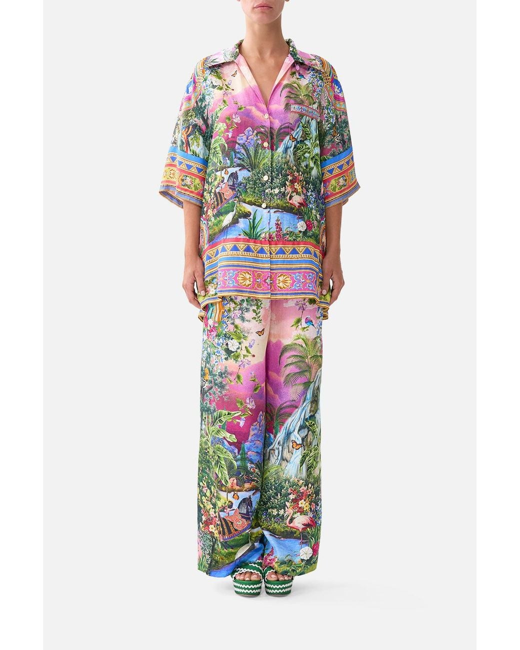 Camilla White Button Front Lounge Pant Turkish Delight