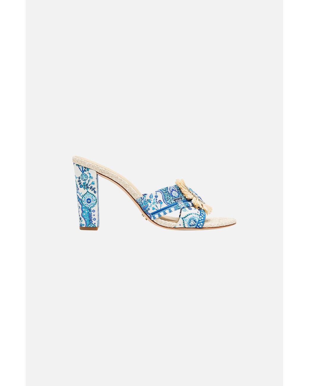 Camilla Blue Azra Printed Raffia Mule Heel Isnik Lullaby