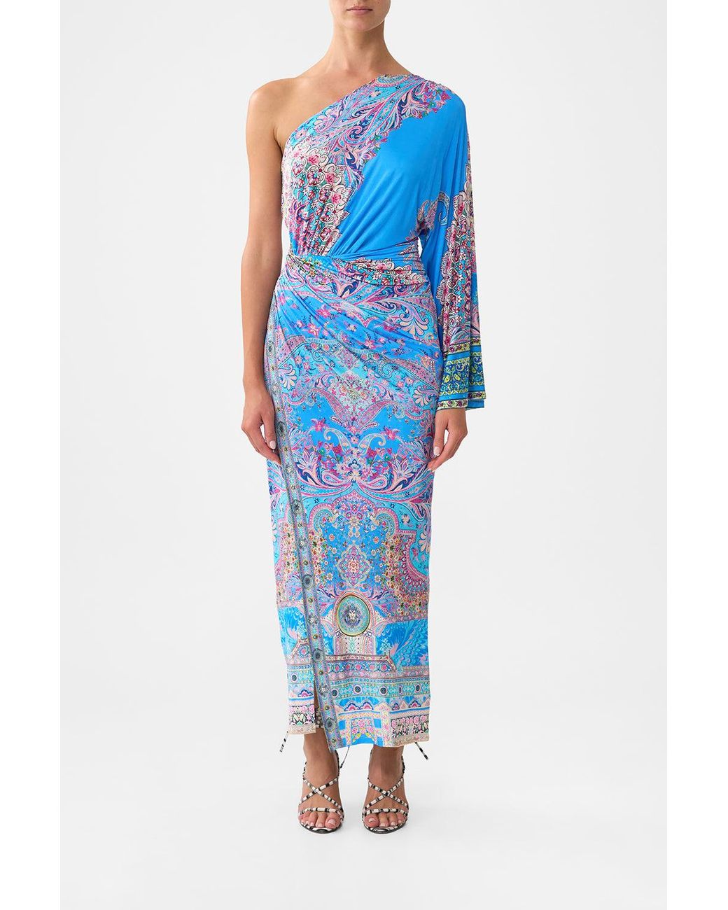 Camilla Blue One Shoulder Jersey Dress Footsteps