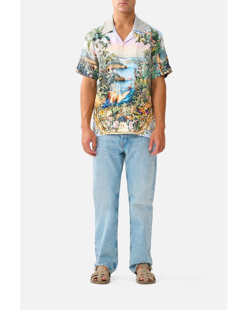 Camilla Metallic Short Sleeve Cabana Shirt Sisi Society for men