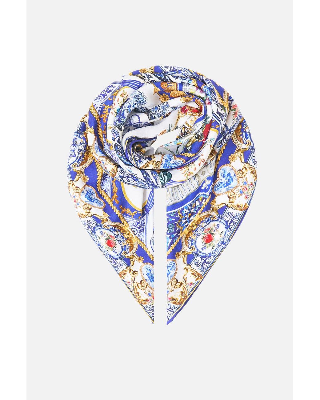 Camilla Blue Large Crystalled Silk Square Scarf The Pottery Parlour