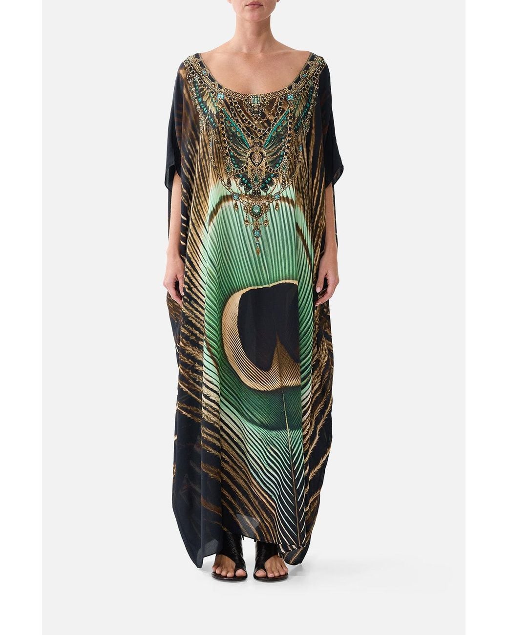 Camilla Green Round Neck Kaftan A Wink To The Wild