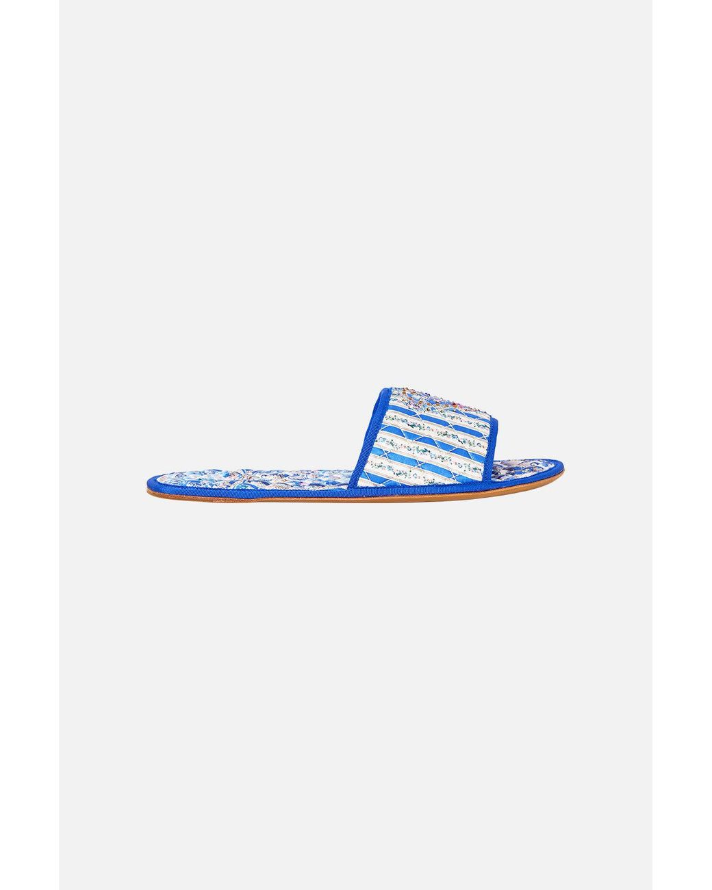 Camilla Blue Slippers With Travel Case Ottoman Opulence