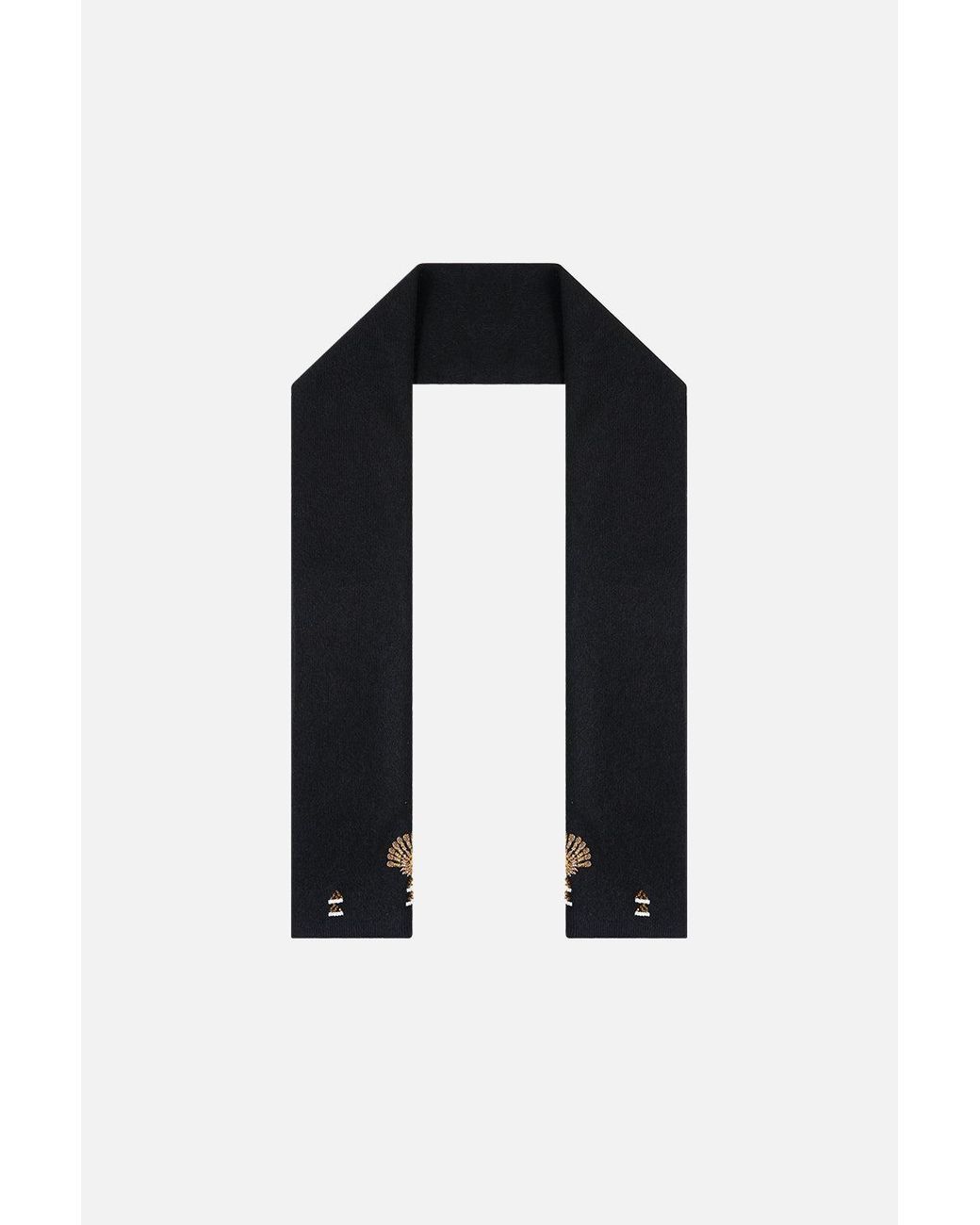 Camilla Black Embellished Scarf Solid