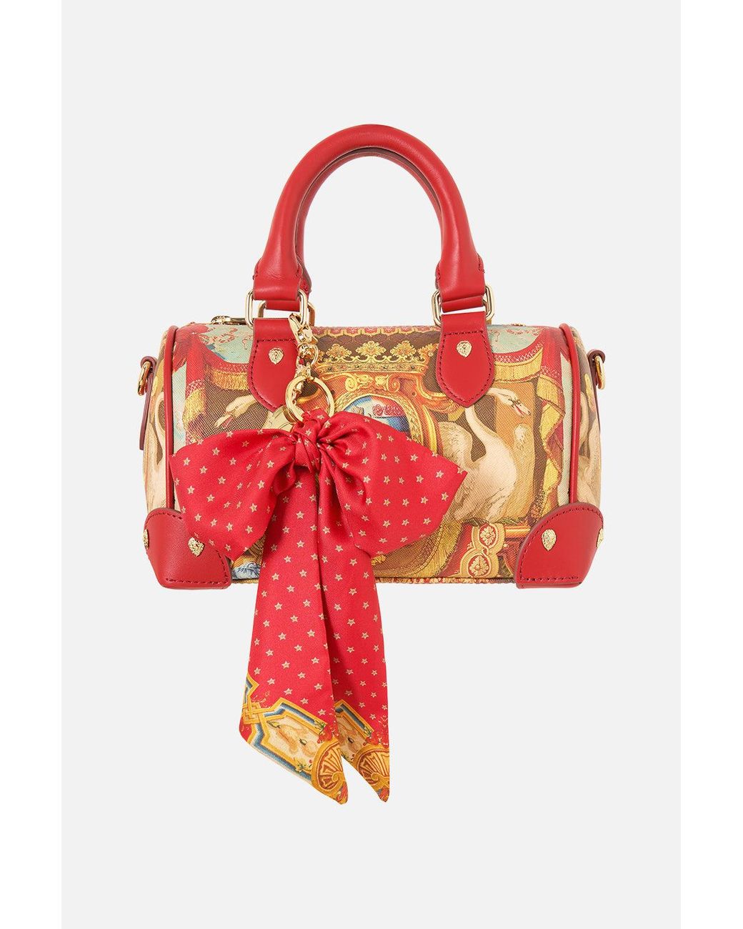 Camilla Red Barrel Bag With Leather Trims Life's Rich Tapestry