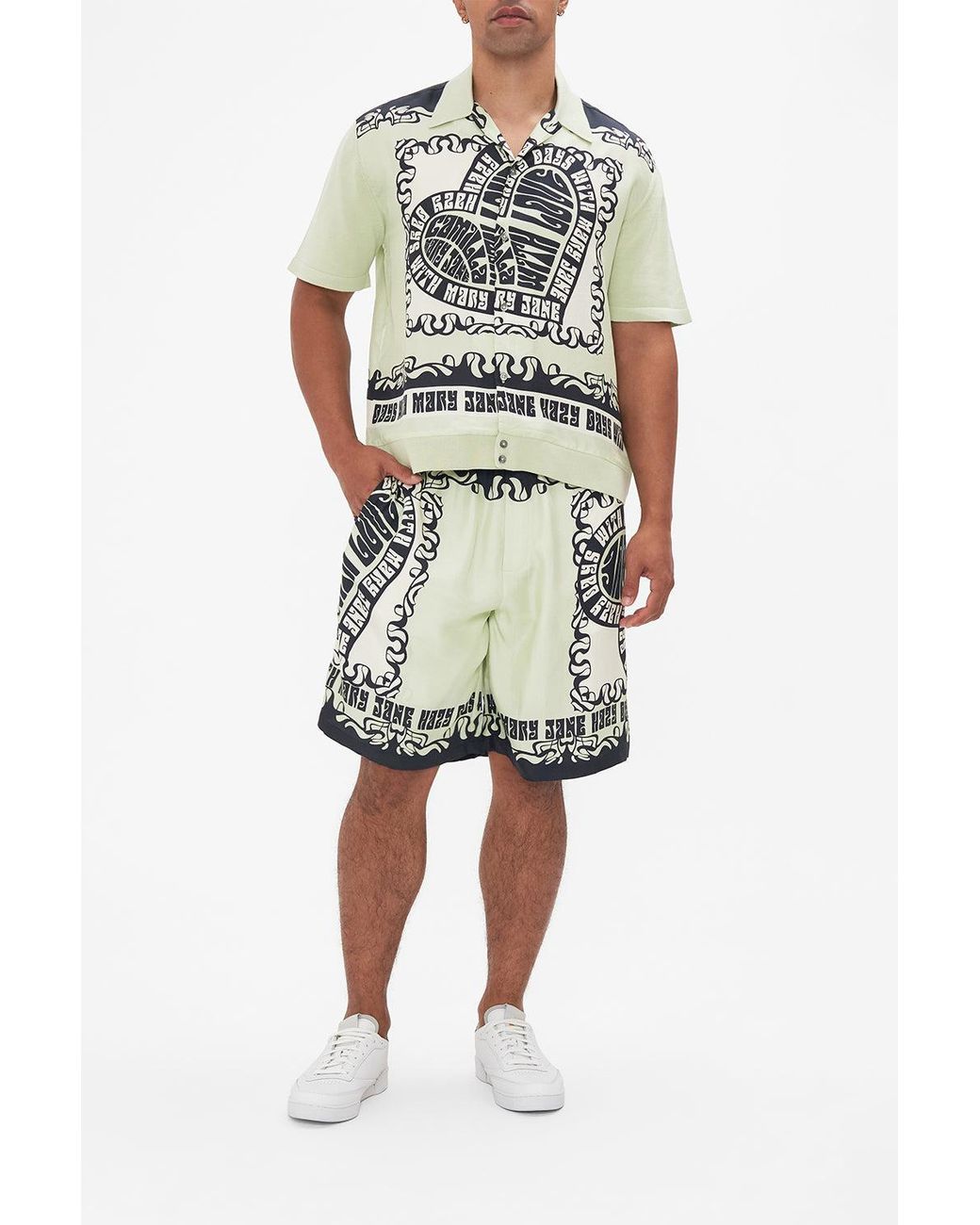 Camilla Green Knit Sleeve Silk Shirt Double Dutch for men