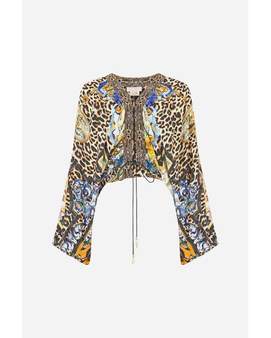 Camilla White Lace Up Front Blouson Sleeve Blouse Sevillian Style