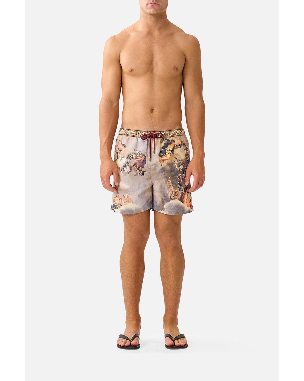 Camilla Gray Mid Length Boardshort With Elastic Waist Queen Of Bohemia for men
