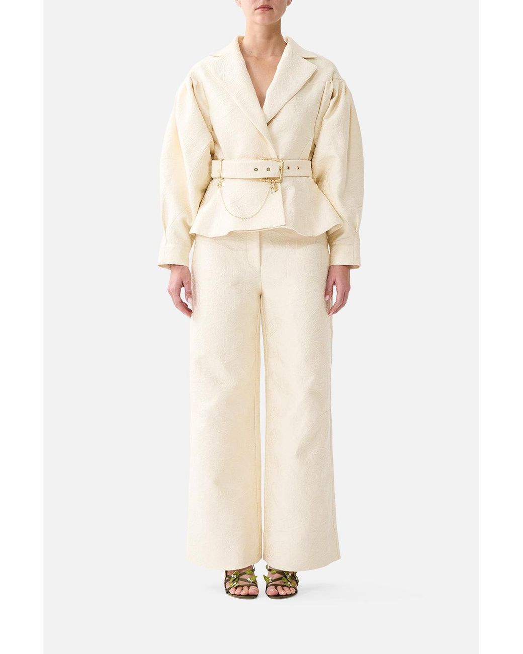Camilla Natural Collared Jacket With Belt Midsummer Masterpiece
