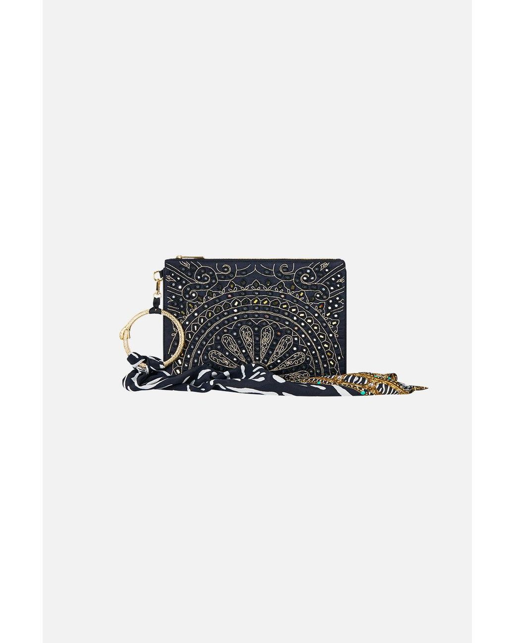 Camilla White Ring Scarf Clutch Zig Zag Zoo