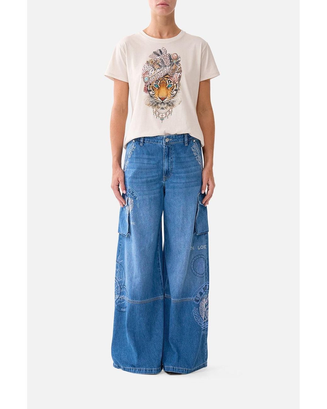 Camilla Blue Wide Leg Cargo Jean