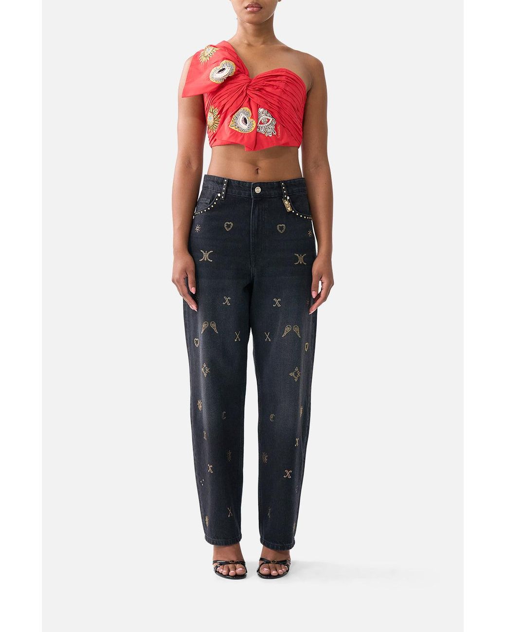Camilla Blue Asymmetric Bow Top Nazar Nirvana