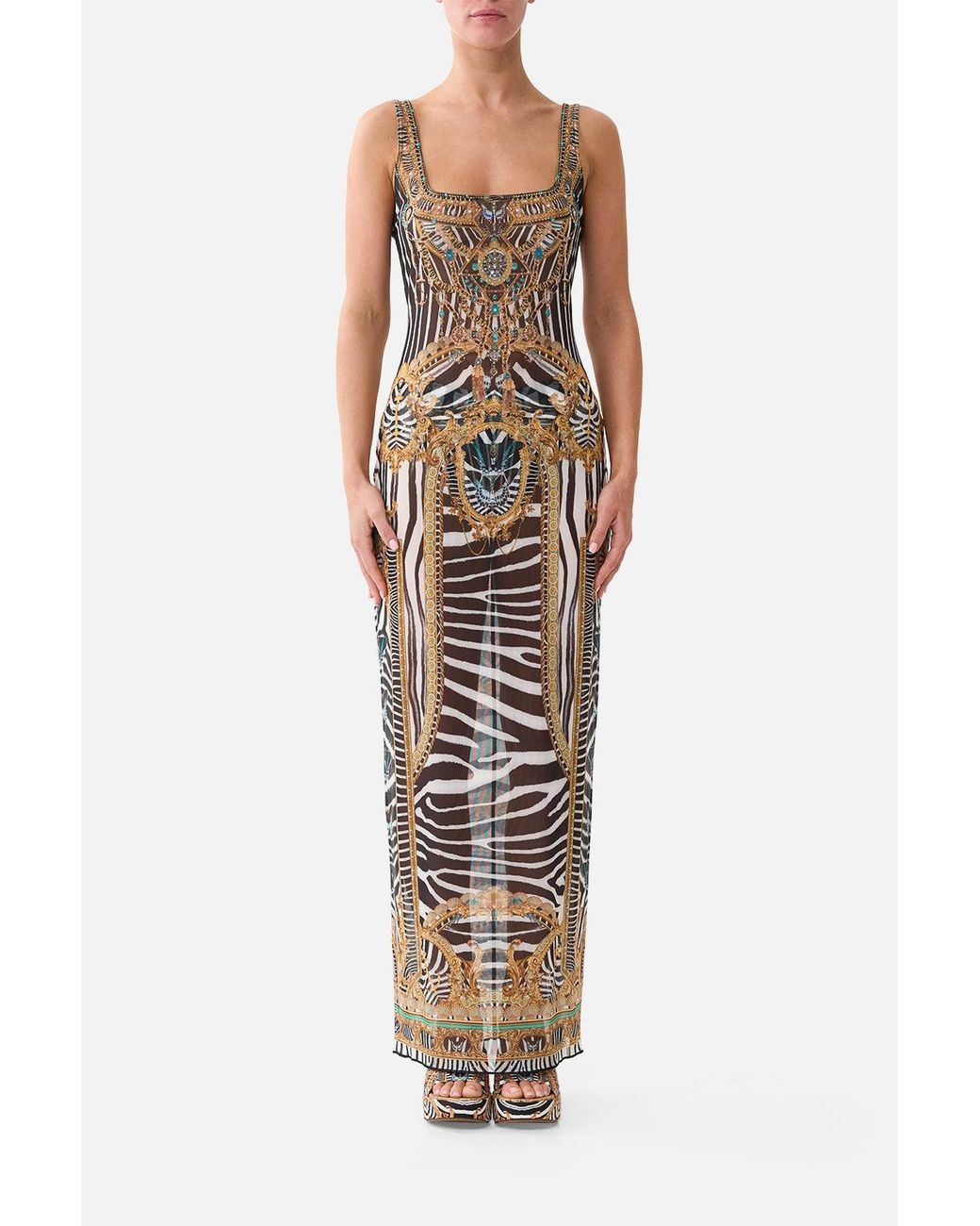 Camilla Black Square Neck Beach Maxi Dress W Low Back Zig Zag Zoo