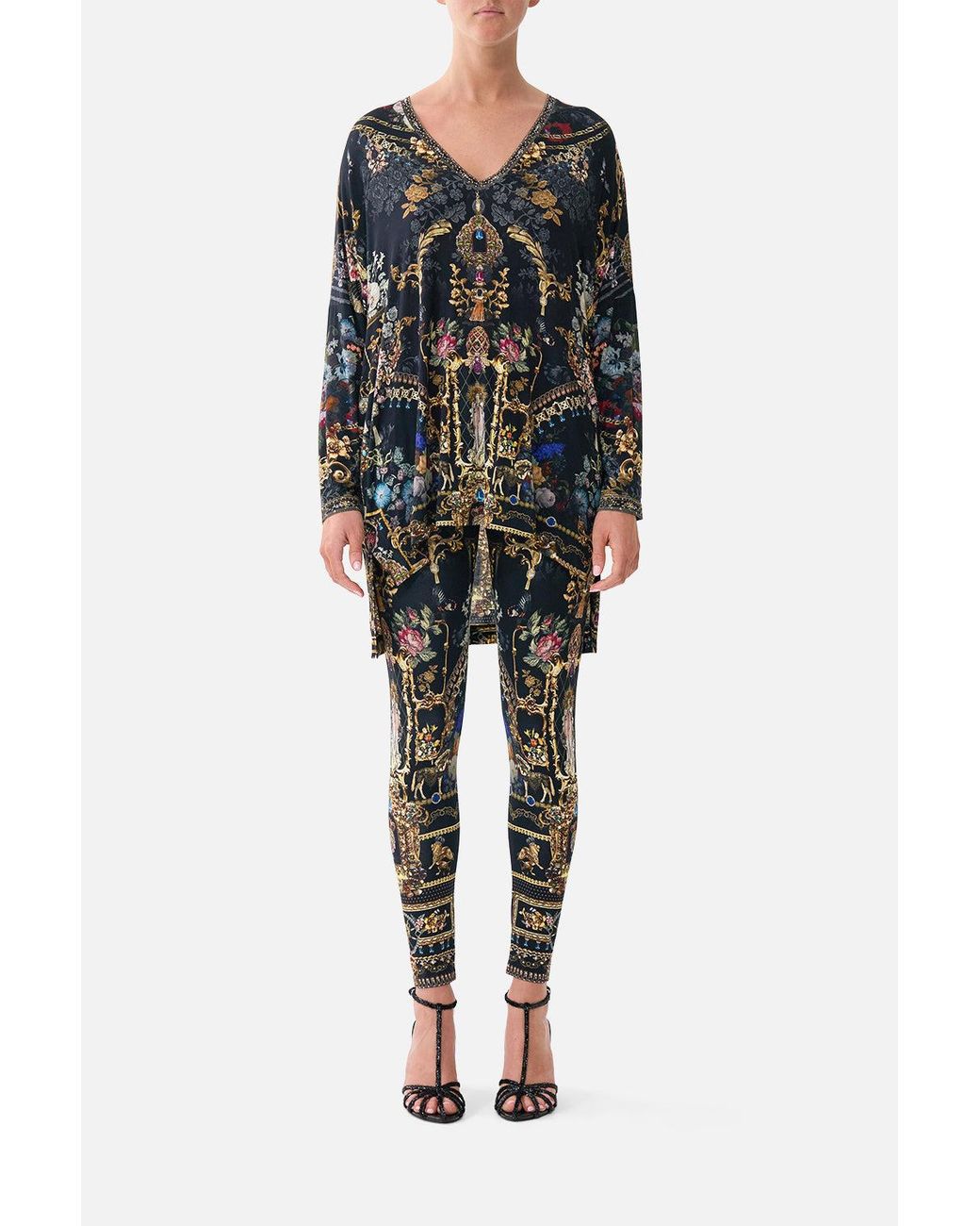 Camilla Black Leggings Night Garden
