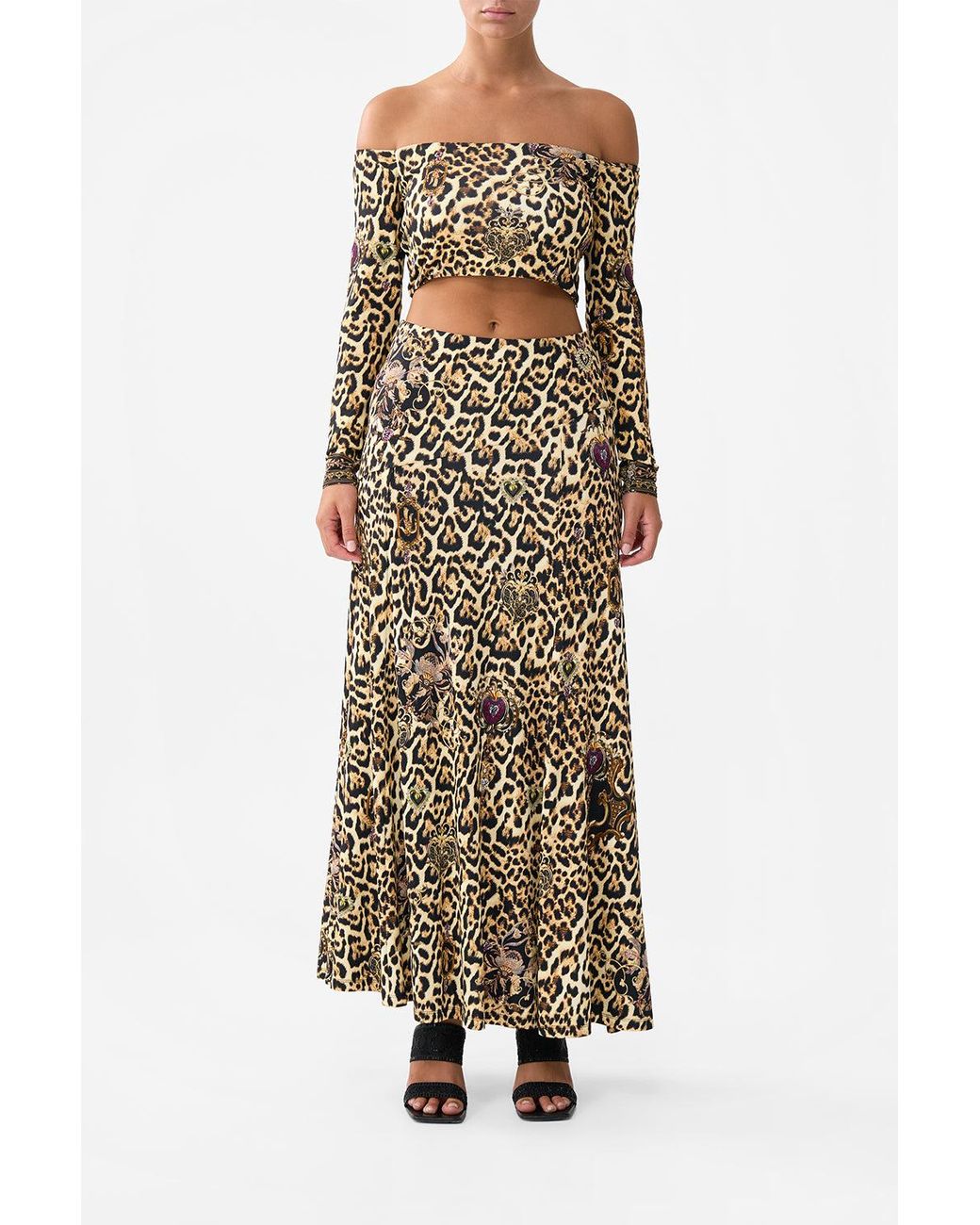 Camilla Brown Off Shoulder Cropped Jersey Top Saints And Sisters