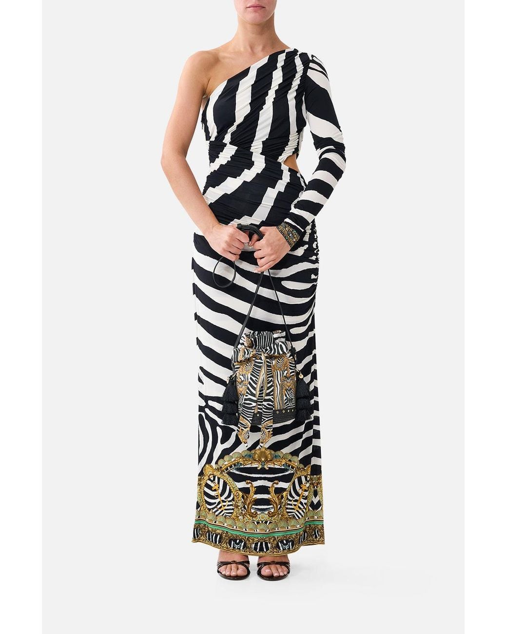 Camilla White Tie Top Bucket Bag With Tassels Zig Zag Zoo
