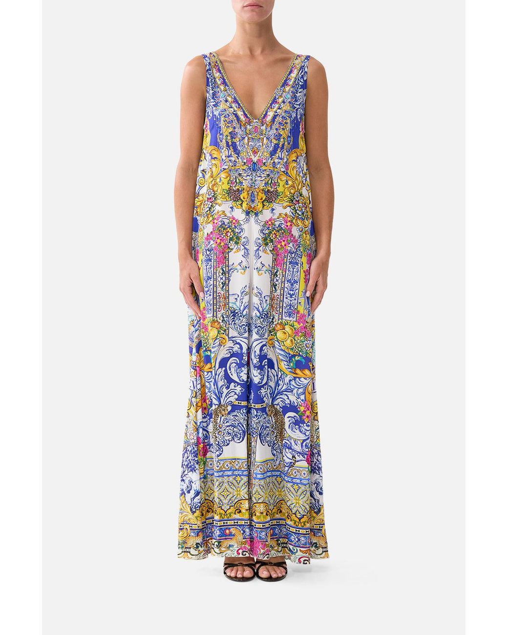 Camilla White V Neck Flared Jumpsuit España Nirvana