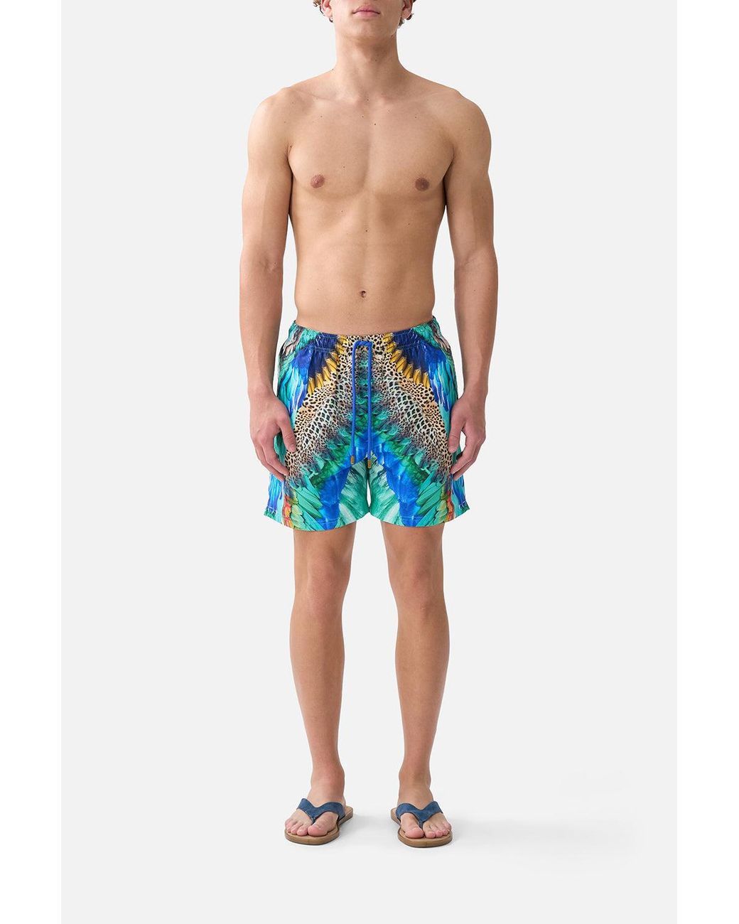 Camilla Blue Mid Length Boardshort With Elastic Waist Jungle Flight for men