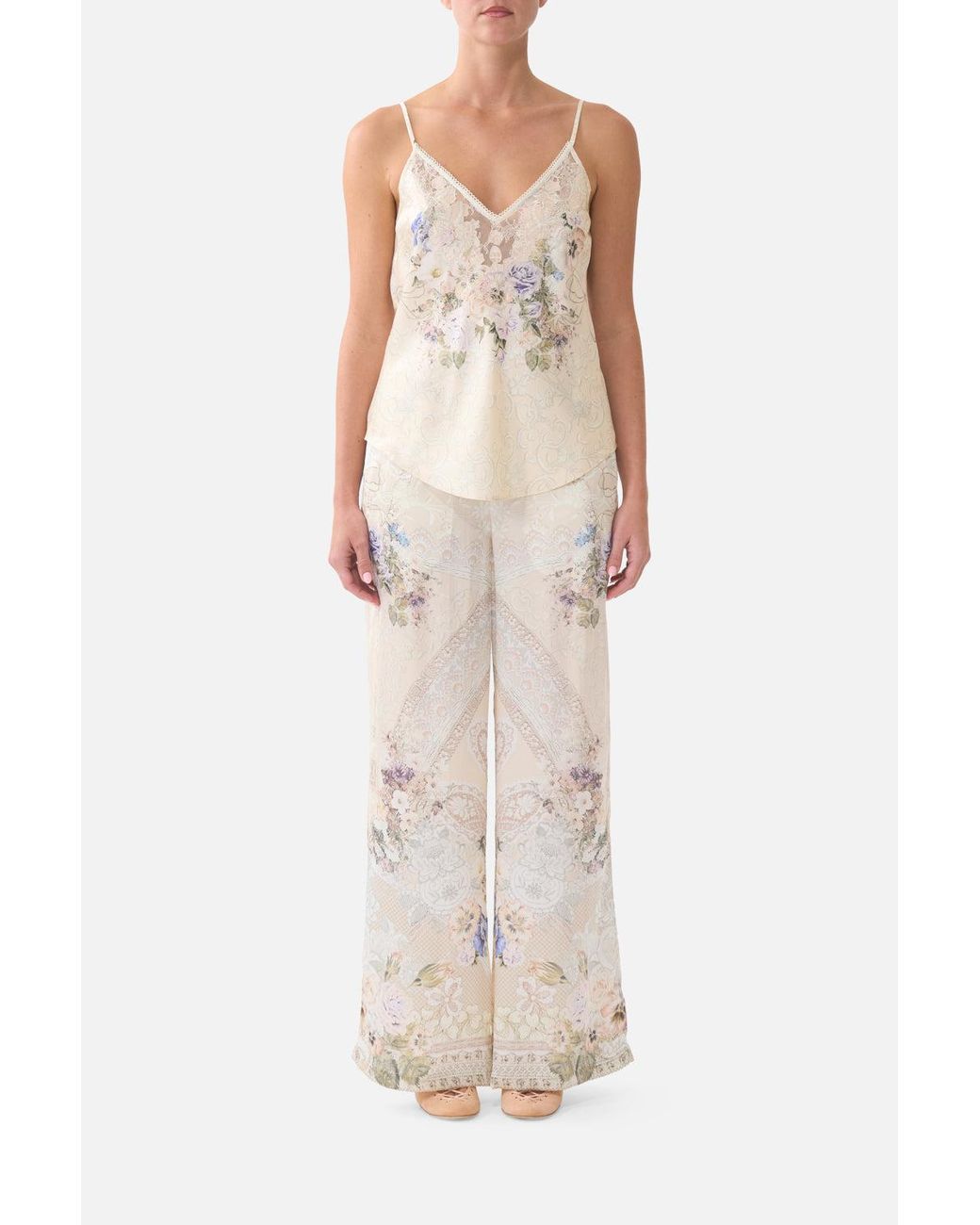 Camilla White V-Neck Bias Cami Laced With Love