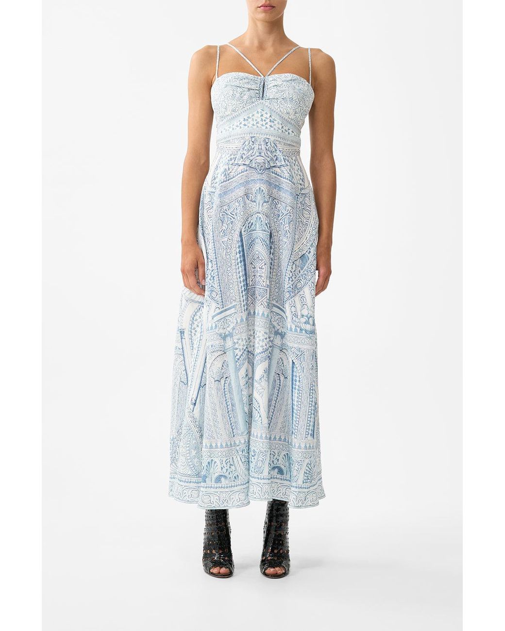 Camilla Blue Strap Detail Dress The Hum Of The Alhambra