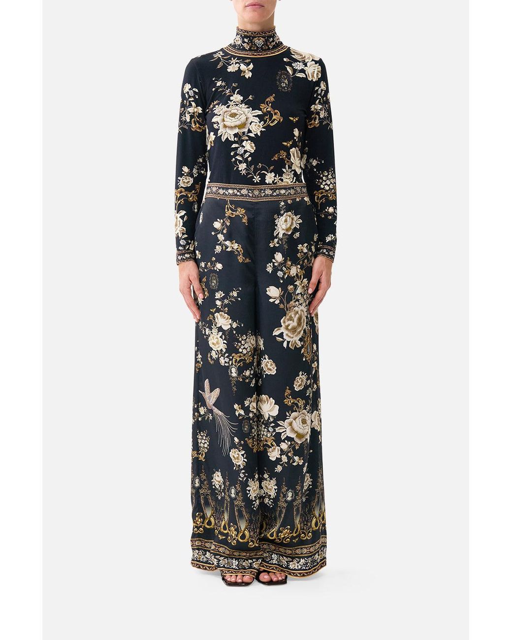 Camilla Black Straight Leg Relaxed Trouser Flamenco Folklore