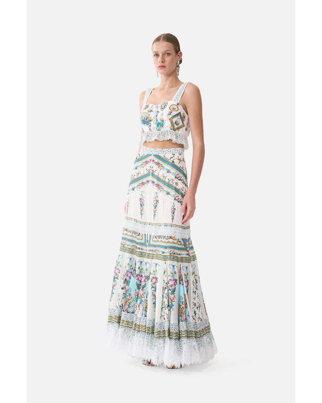Camilla White Flared Maxi Skirt With Godets Art For The Artisans