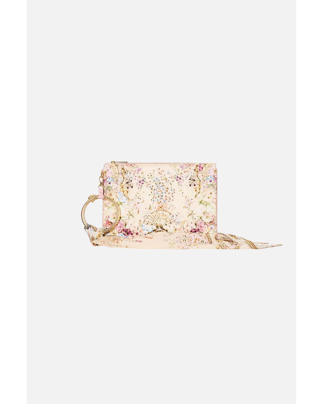 Camilla Natural Ring Scarf Clutch Adorned