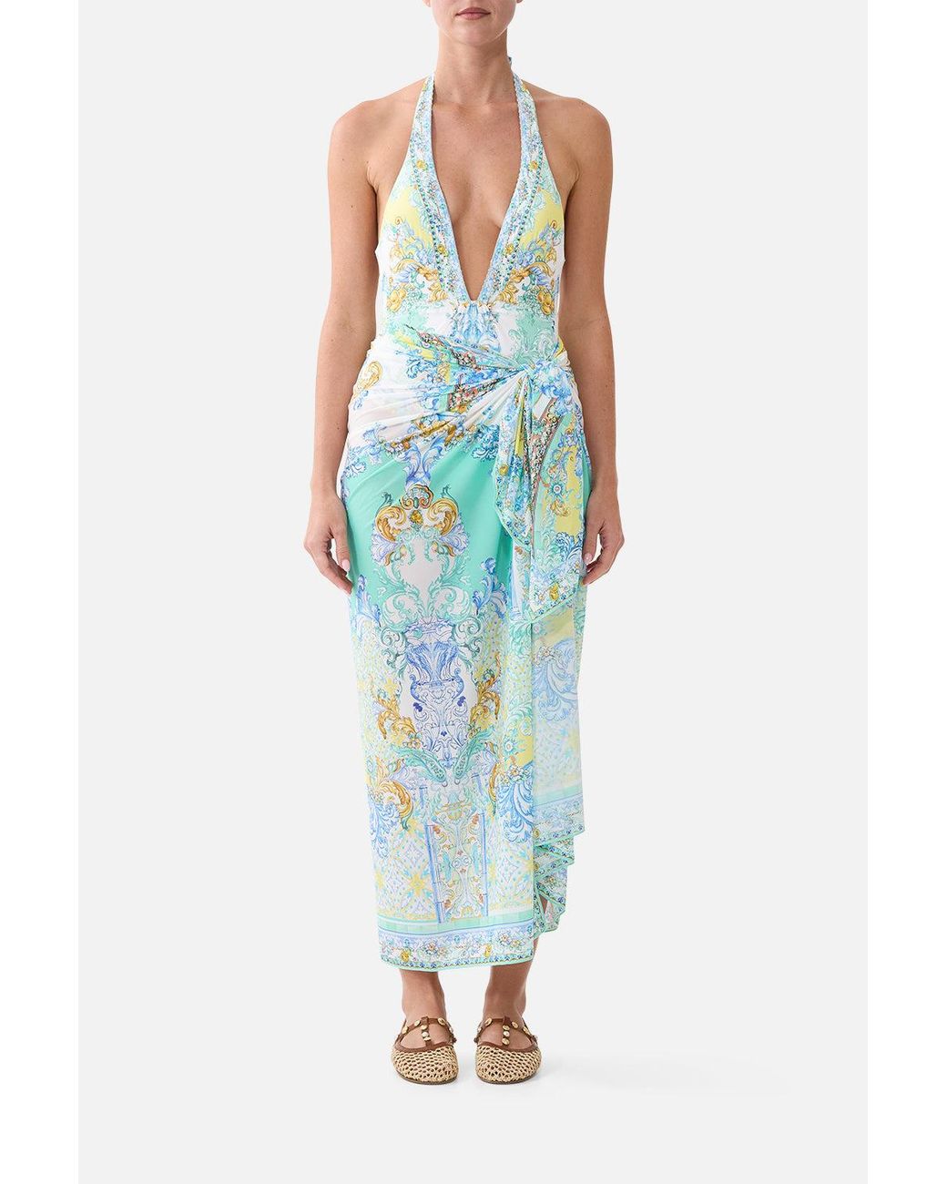 Camilla Blue Multi Wear Long Sarong Dial Up The Tiles