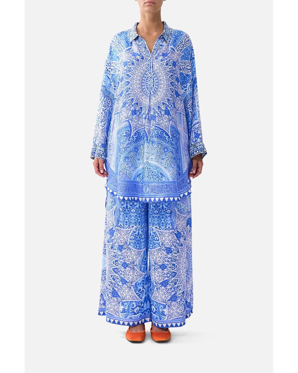 Camilla Blue Relaxed High Low Shirt Dress The Bosphorous