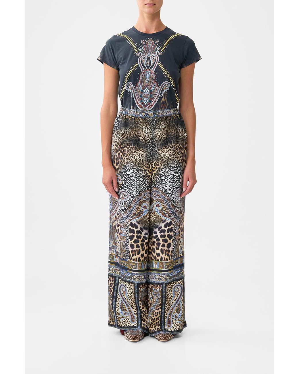 Camilla Black Button Front Lounge Pant Istanbul Animalia